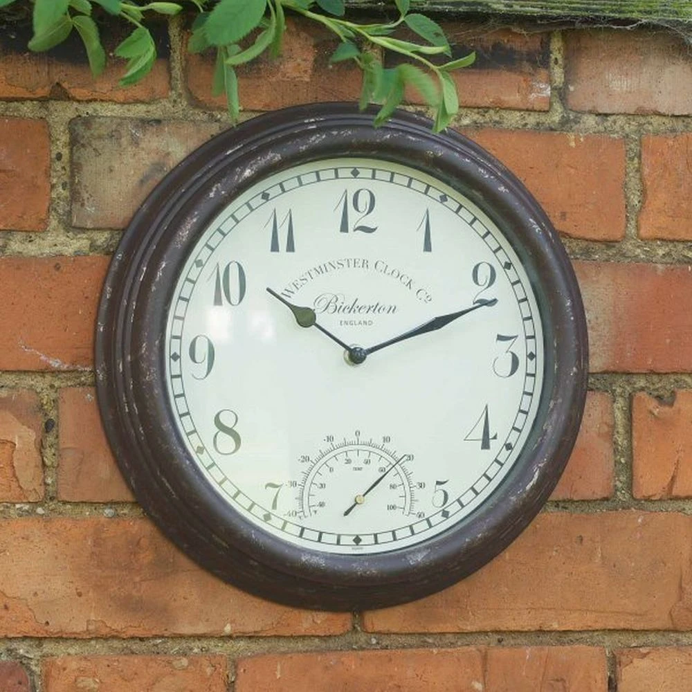 Outside In 12" Bickerton Wall Clock & Thermometer 2 Outside In 12" Bickerton Wall Clock & Thermometer - Image 2
